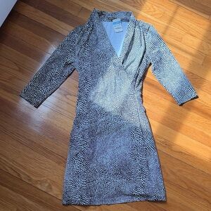 J. McLaughlin Black and White Dot-Print Wrap Dress